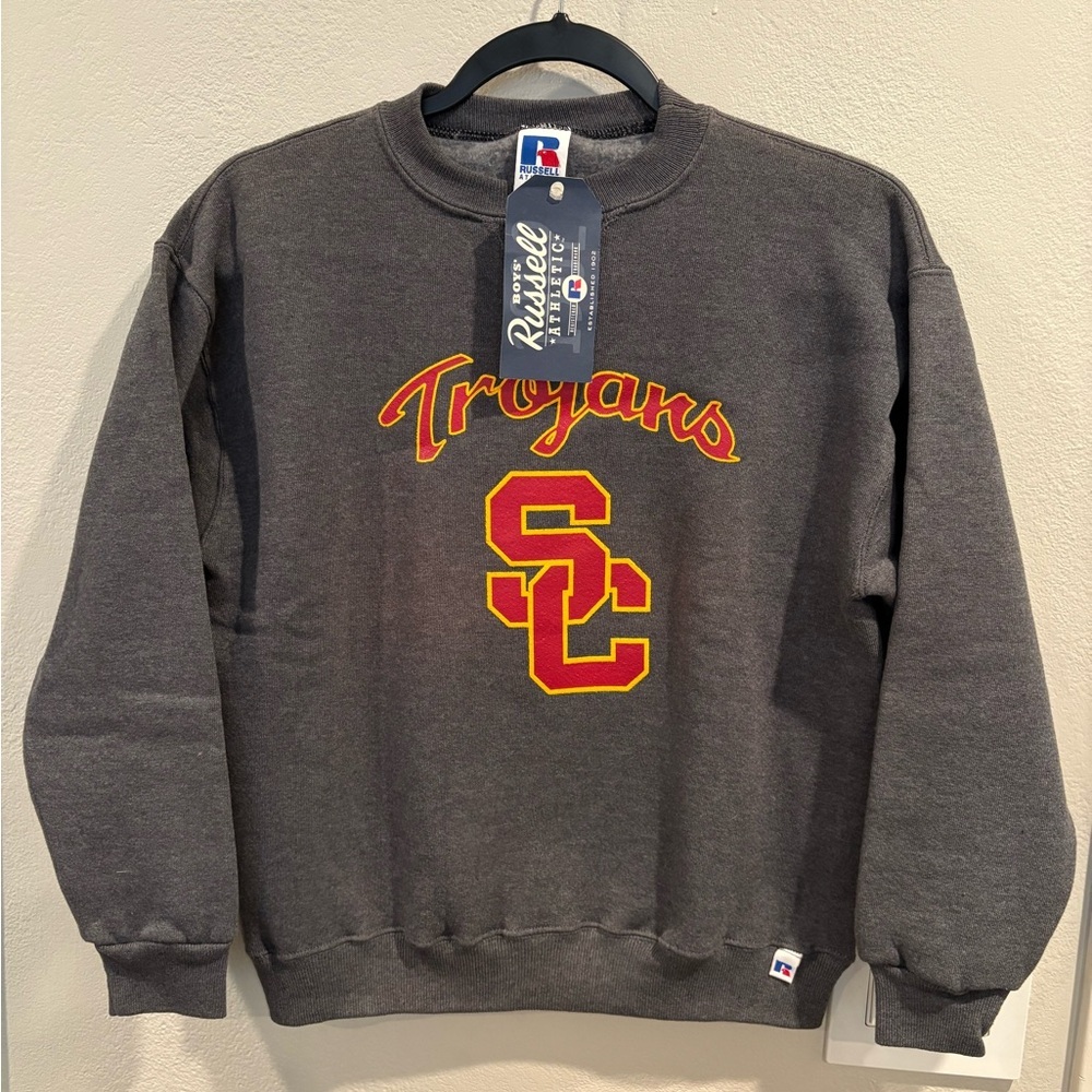 Vintage Russell Athletic USC Trojans Kids Crewneck Pullover Sweatshirt Size M